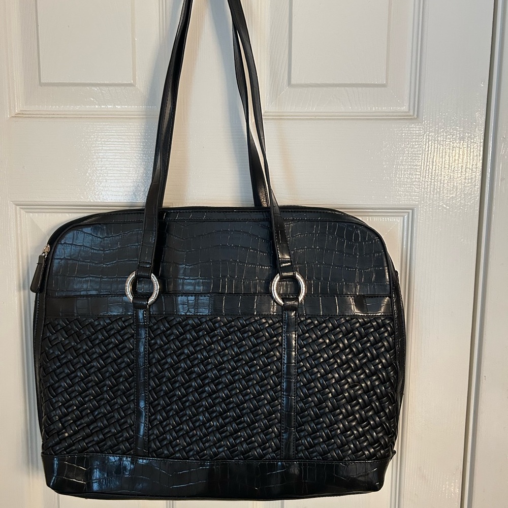 Coldwater Creek Black Leather Laptop/Computer Handbag Tote